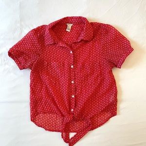 🍓4 for $20🍓 Flowered, transparent, button down crop top